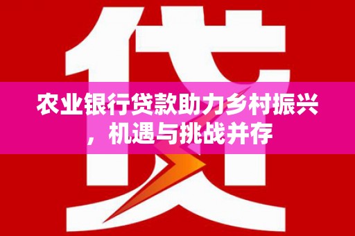 元朗农业银行贷款助力乡村振兴，机遇与挑战并存