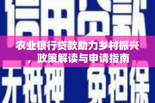 元朗农业银行贷款助力乡村振兴，政策解读与申请指南